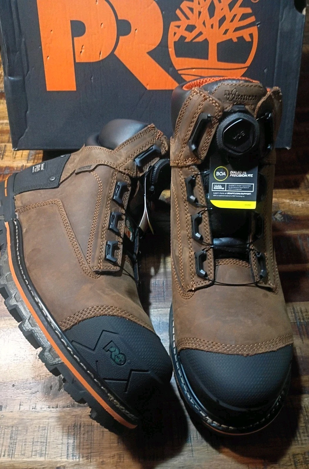 Mens Timberland Pro Boondock BOA Waterproof Composite Toe Brown Boot Sz 12 Wide