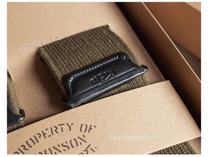 Bronson USAF X-Back Genuine Leather Suspenders Adjustable Elastic Straps Braces