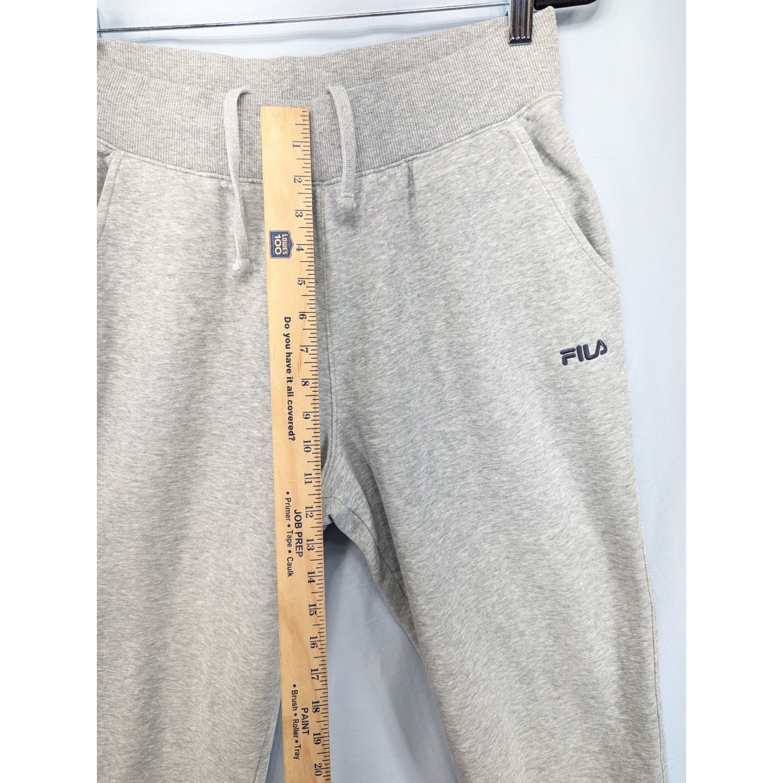 Fila Gray Sweatpants Joggers Logo Elastic Waist Drawstring Cuffed Mens Medium