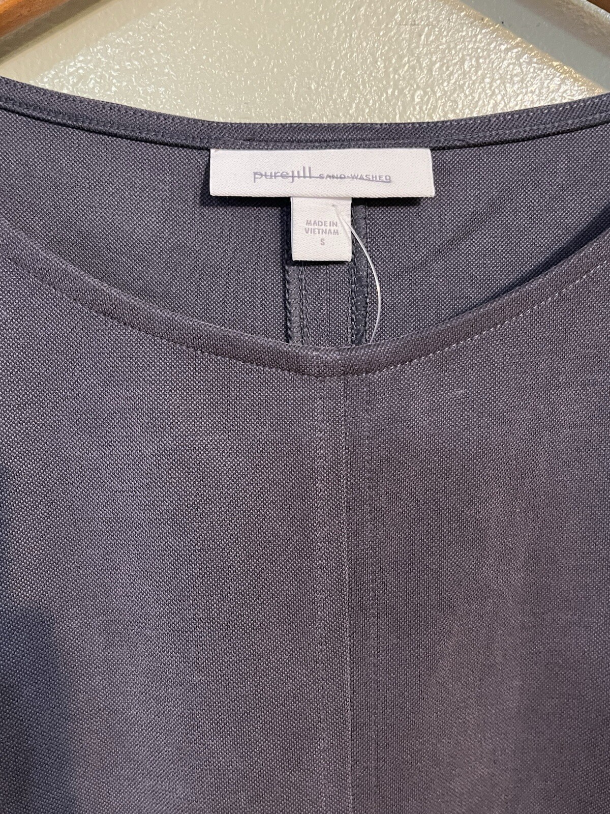J Jill Womens Stone Washed Navy Blue Pullover Dress Pockets Comfy Soft S New