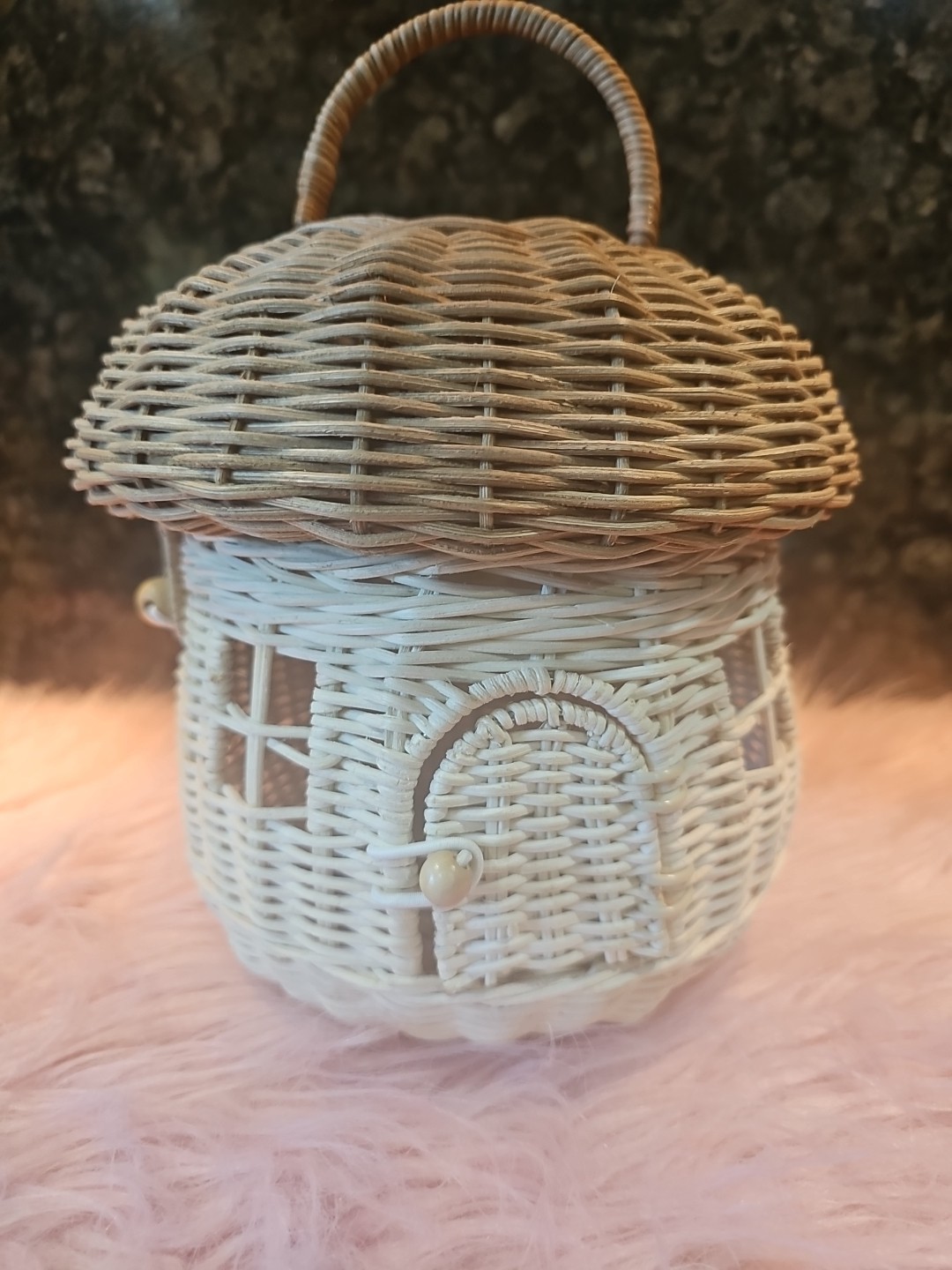 Rattan Mushroom Basket Bag Wicker Woven Women Handbags Beach Straw Bag Box