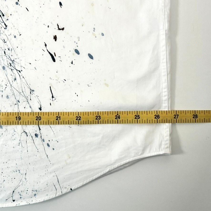 Marcello Men’s Abstract Art Hand Painted White Dress Shirt – Size 3XL
