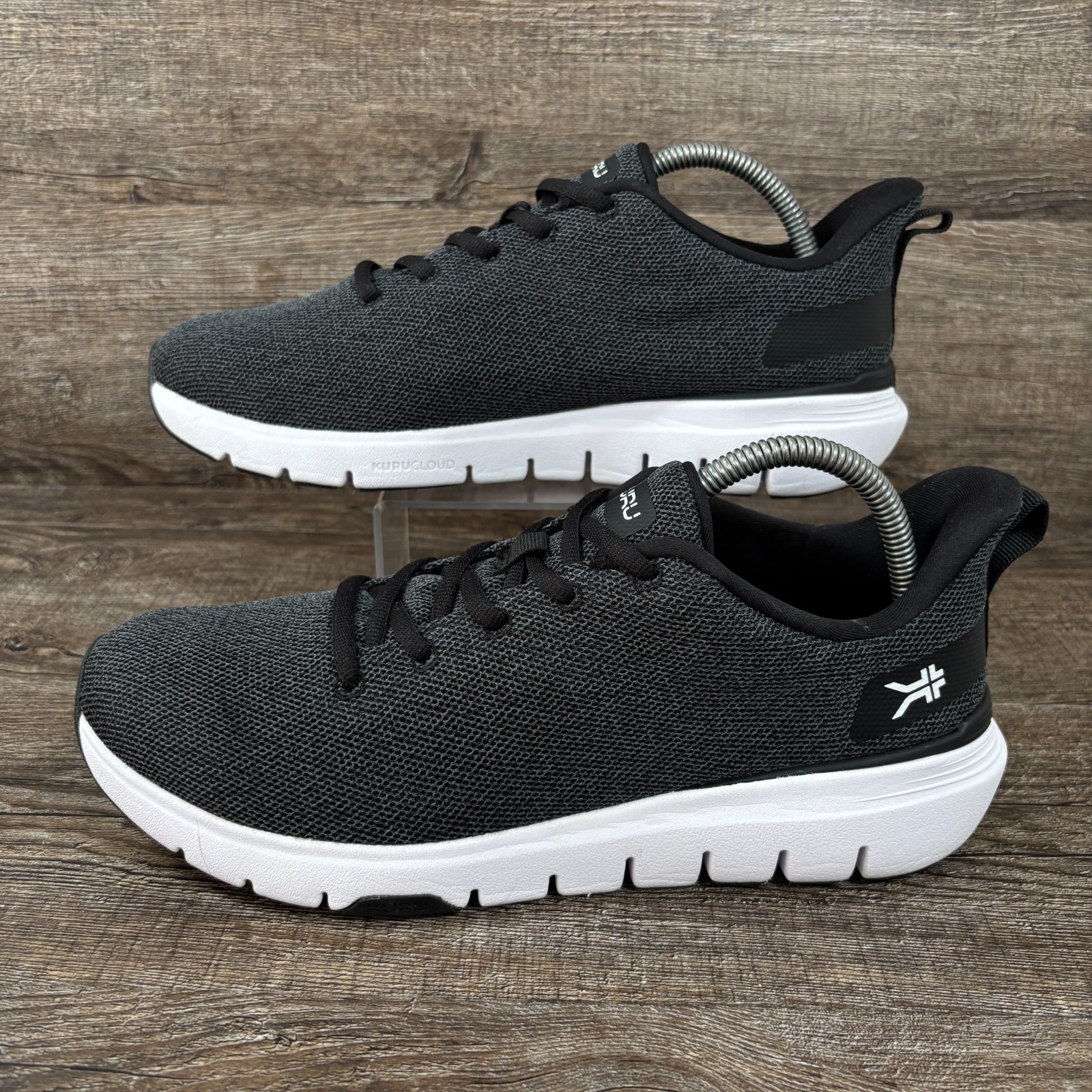 Kuru Flex Via Shoes Men’s 8.5 M Jet Black Bright White Slip-On Walking Running