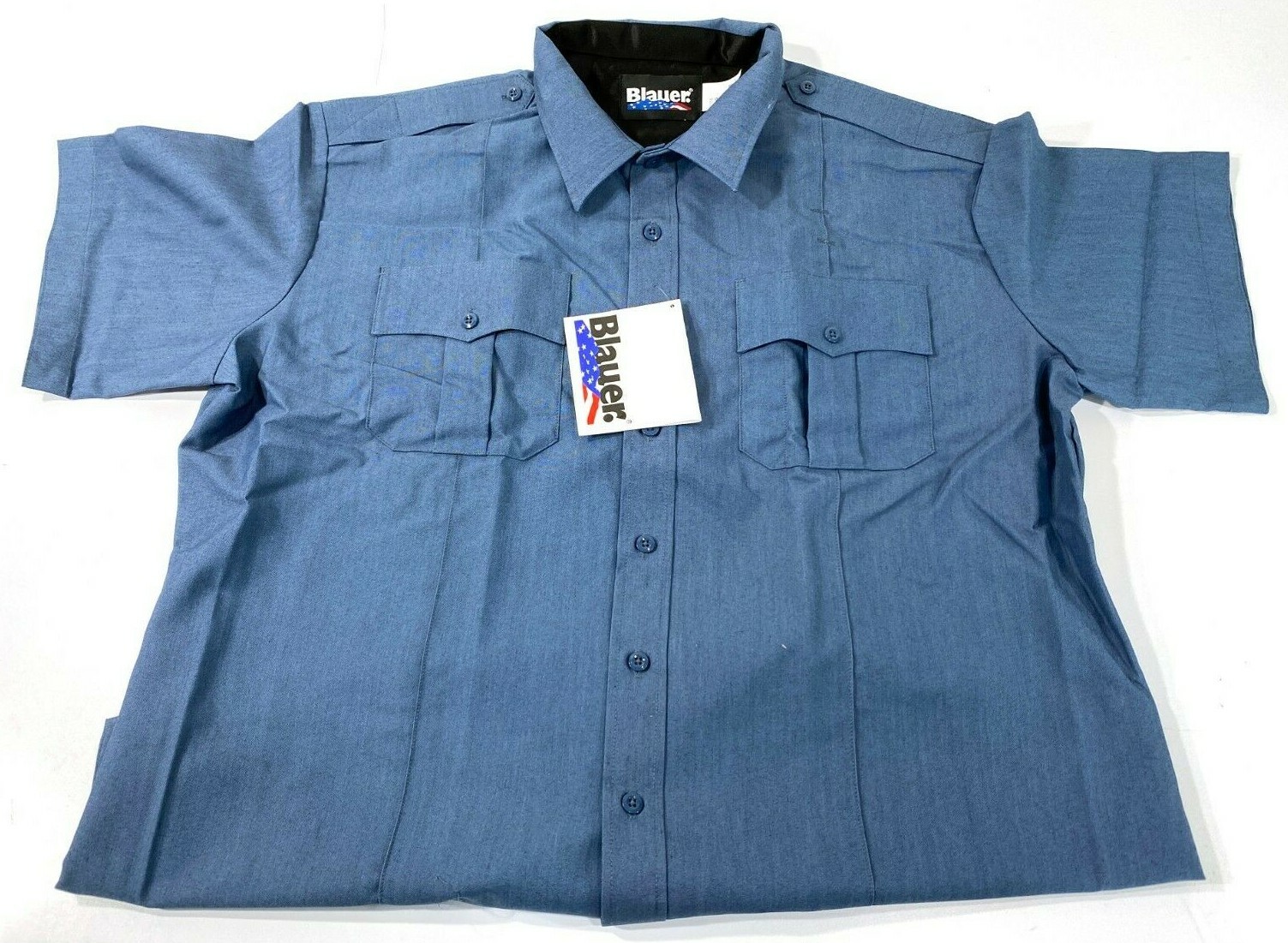 NEW BLAUER MENS SHORT SLEEVE RAYON BLEND SHIRT 8910 FRENCH BLUE HEATHER 3XL REG