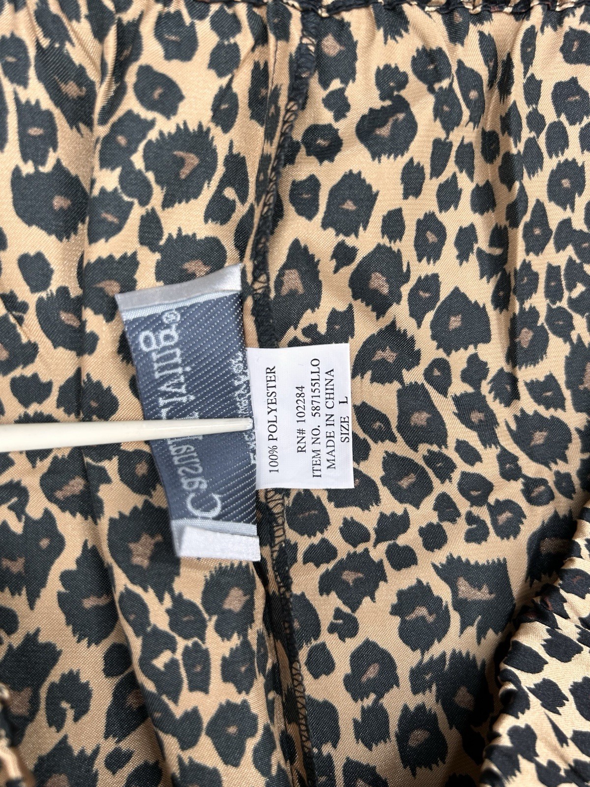 Casual Living Leopard Print Long Sleeve Pajama Set In Bag Womens L Lounge Cozy