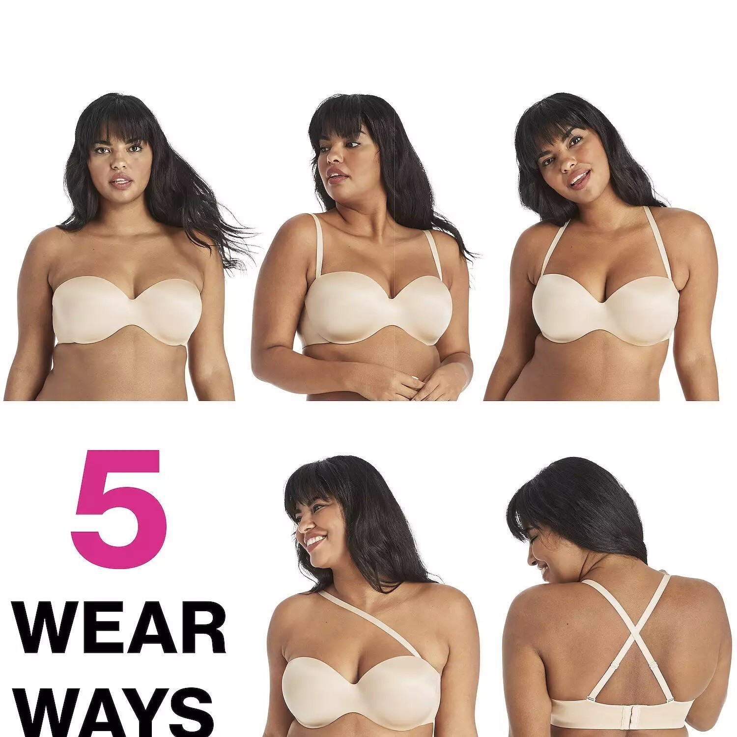 Maidenform Strapless Bra Live Luxe Extra Coverage Multiway DM9472 Black 42D NWT