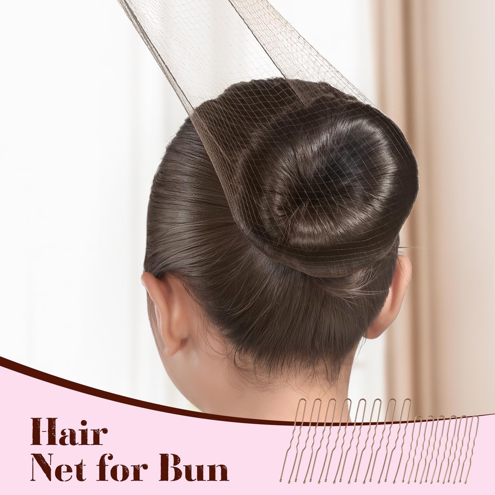 Hair Bun Maker Set – Donut Bun Tool, Bobby Pins, Hair Wax Stick & Net – Tan Brow