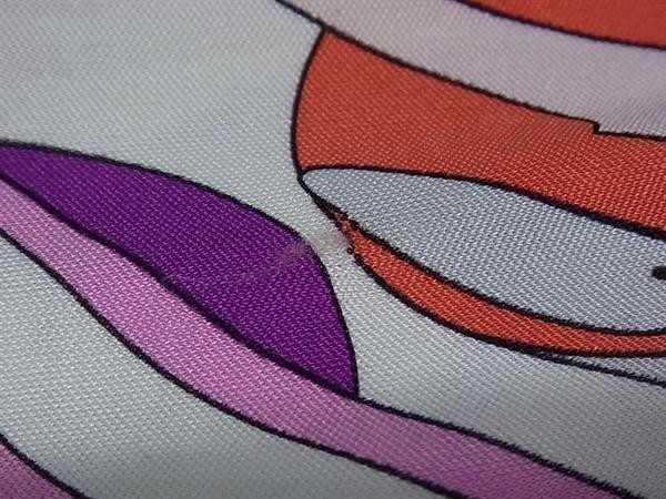 Emilio Pucci Silk Scarf Ribbon Purple Multicolor Geometric Narrow Fringe 182x9cm