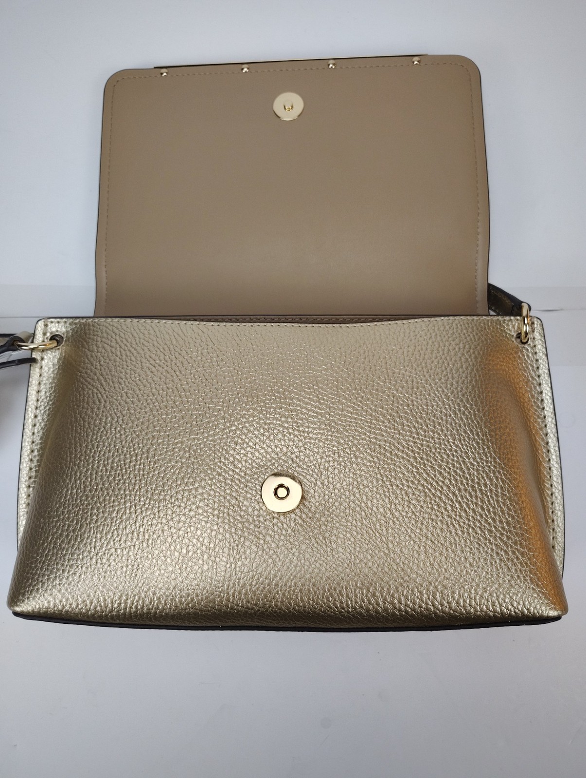 Michael Kors Evelyn Medium Flap Crossbody B Pale Gold – NWT