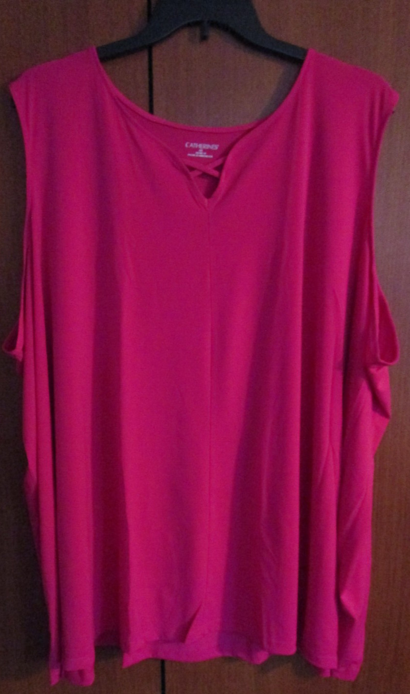Catherines Pink Sleeveless Tank Tunic Top Sz 6X 38 40 W Poly Spandex Bust 70 L30