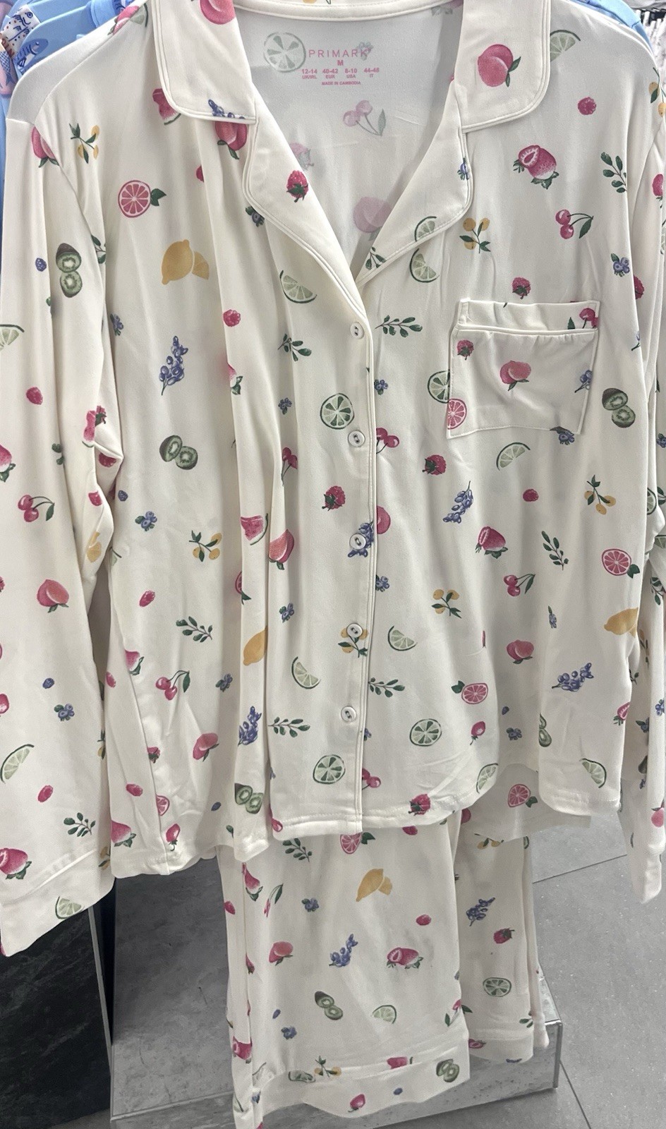 Tropical Fruits Print Boyfriend Pyjama Set UK Size 4-24 2XS-2XL