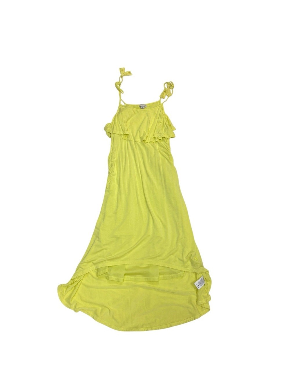 Habitual Girl Neon Yellow Tassle Scoop Neck High Low Summer Dress Size 14