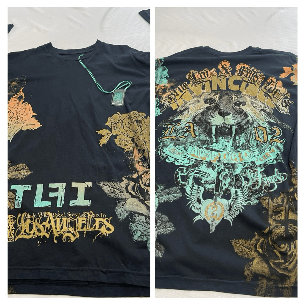 $68 TRUE LOVE FALSE IDOLS by AFFLICTION Long Sleeve Slim Fit Y2K T-shirt NWT