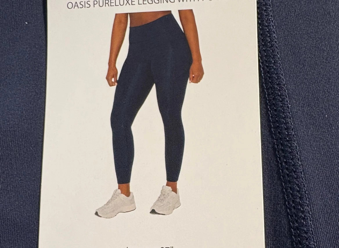 Fabletics Women’s Oasis Pureluxe High Waist With Pockets Legging, Navy, Size S