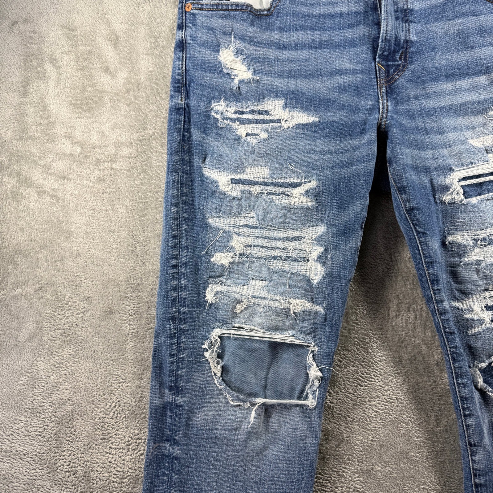 American Eagle Airflex+ Distressed Ripped Jeans Mens 36×30 Medium Wash Blue