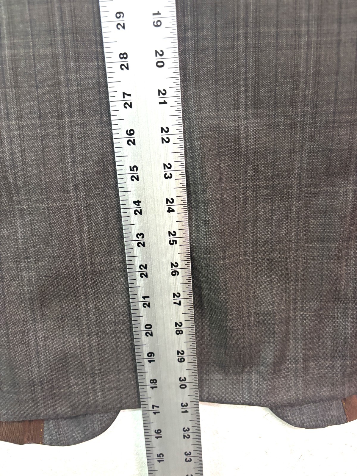 Hart Schaffner Marx 42R 36×29 2pc Pant Suit Brown Plaid Recent Modern Wool USA