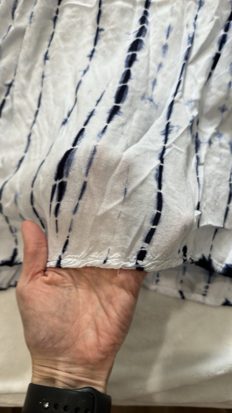 Altar’d State Women’s Blue White Tie-Dye Off Shoulder Puff Sleeve Blouse Size L