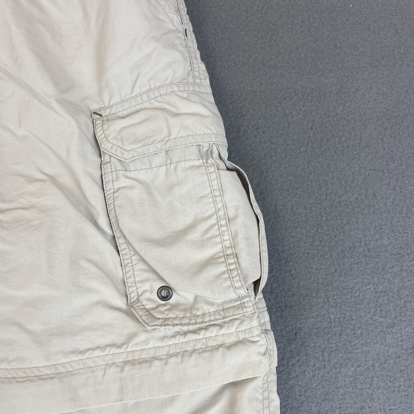 REI Pants Mens Large Beige Convertible Cargo Hiking UPF 50+ Workwear Belted