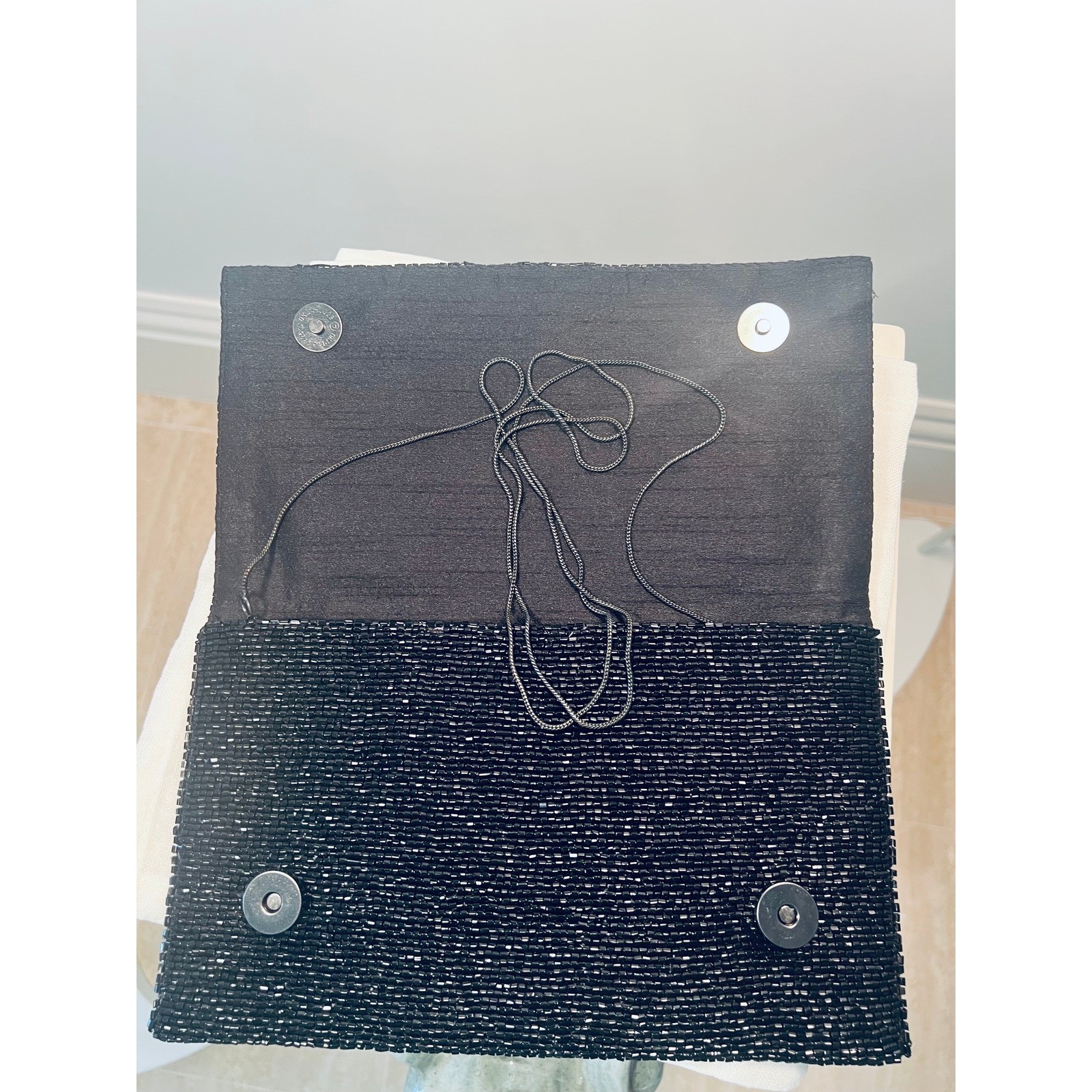 Meredith Hope Beaded Rainbow Clutch Black Evening Bag Shoulder Strap Handbag