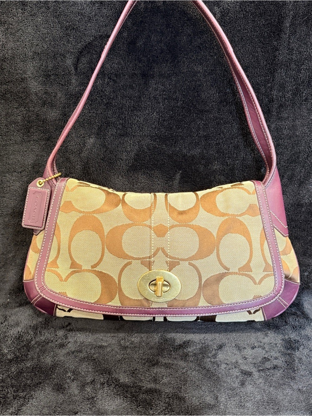 Coach 2007 Y2K Signature C Jacquard Turnlock Flap Ergo