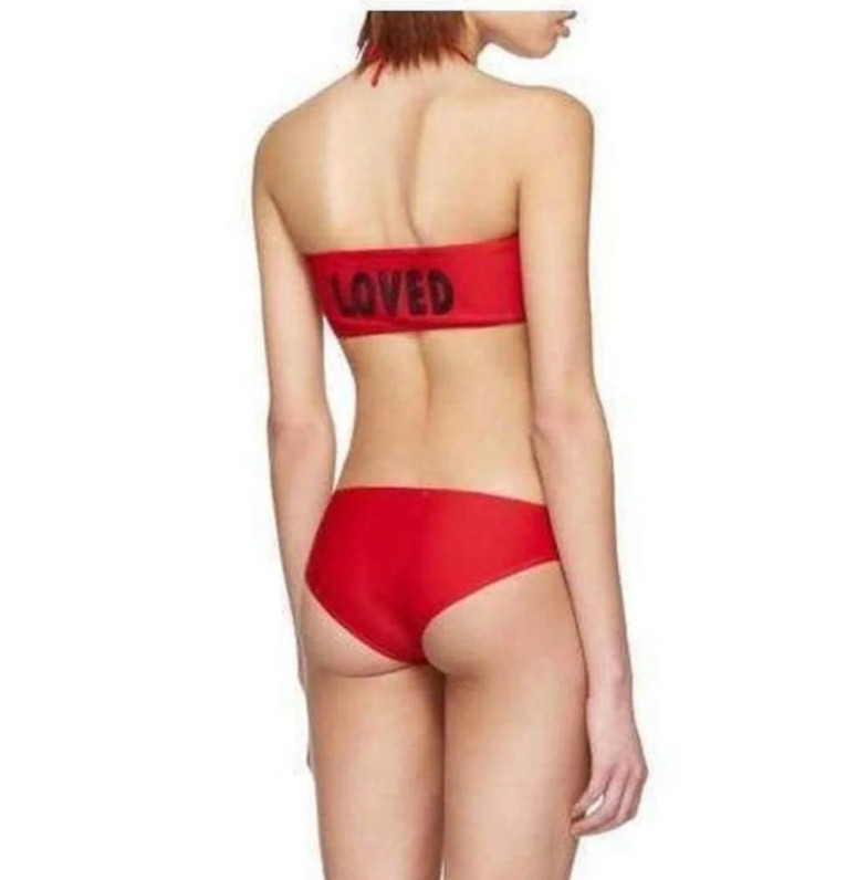 $850 Gucci Auth Red Loved Bikini Top Swimsuit 4 US 40 IT S Swimwear Bandeau Bag