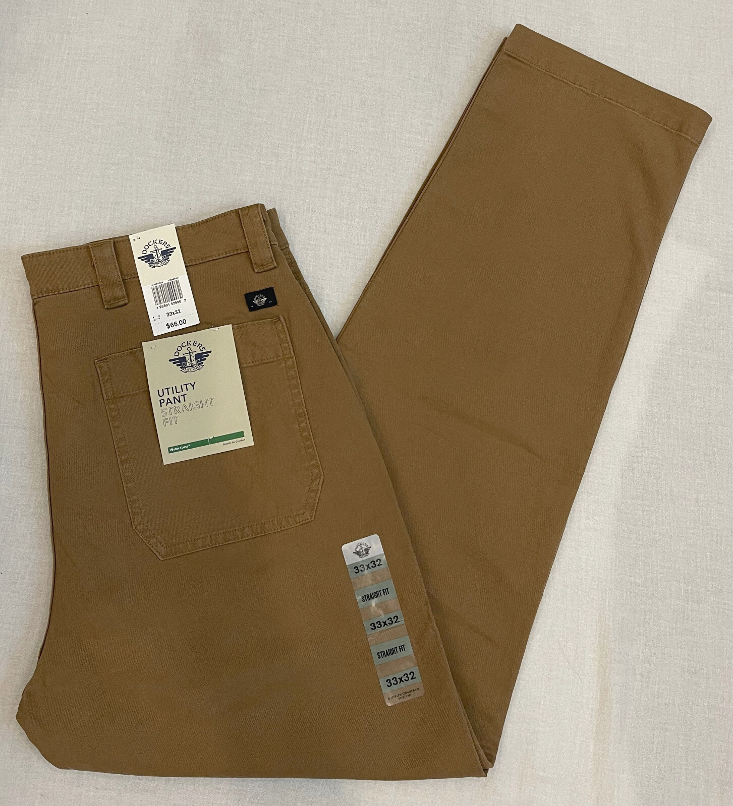 Dockers Mens Utility Pants Straight Fit Stretch Sizes: 33, 34, 36, 38 Brown