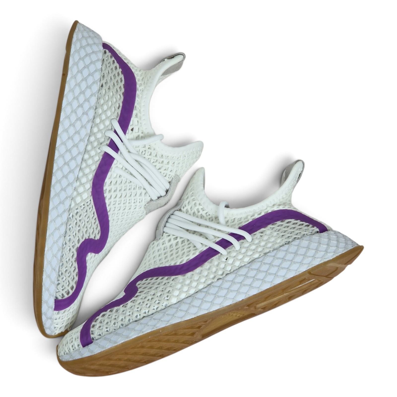 Adidas Deerupt S Runner Trainers Womens EU 38 38 2/3 New White Purple RARE Y2K Grid OG