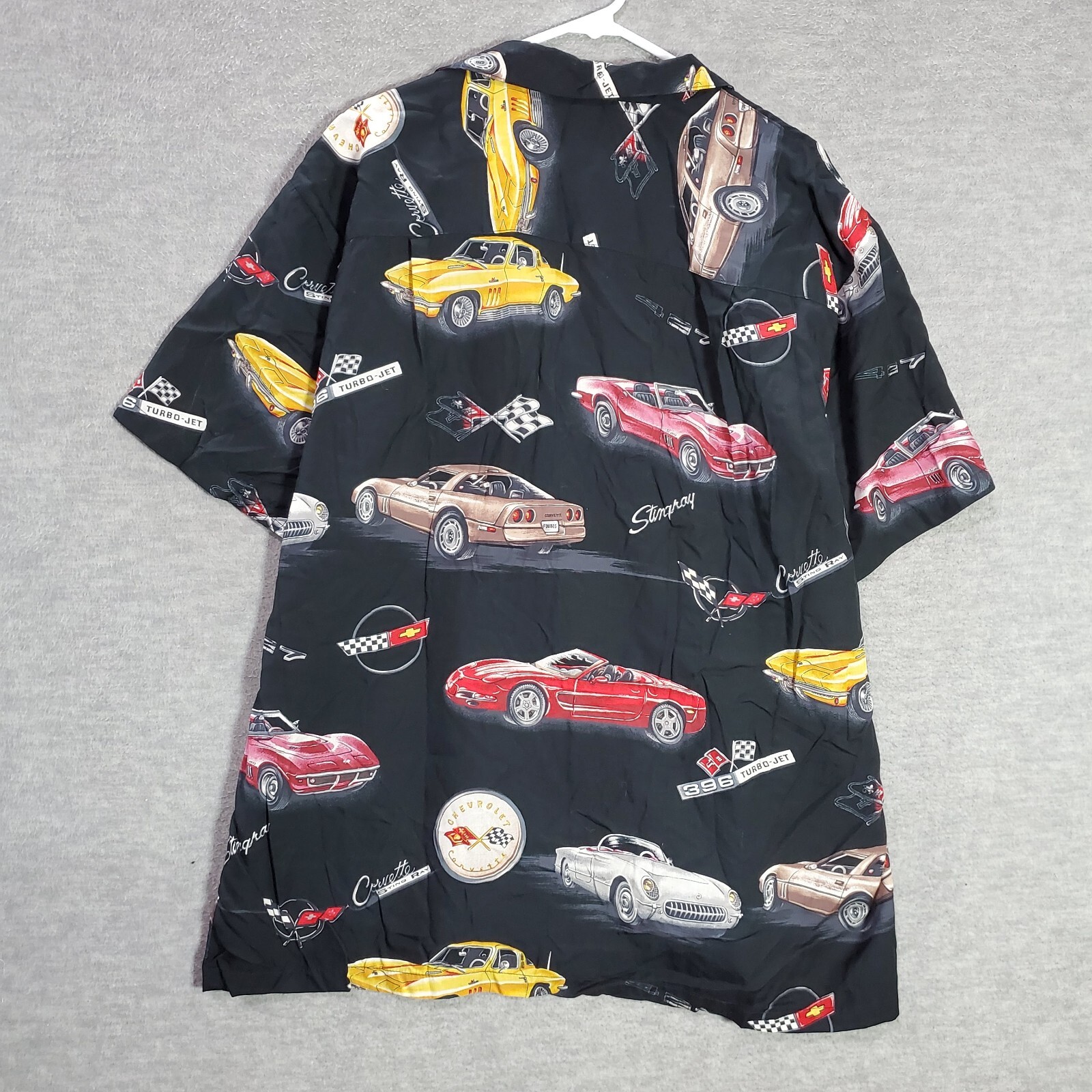 VINTAGE Paradise Found Men Button Up Shirt 2XL Black Classic Cars 90s USA READ