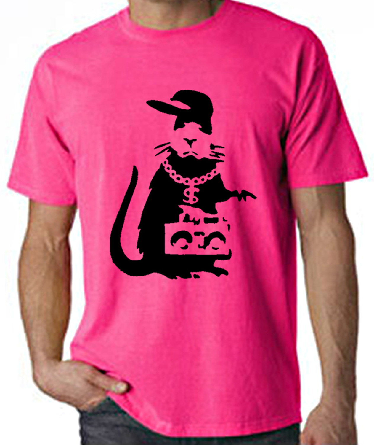 BANKSY GANGSTER RAT NEON T-SHIRT – Choice Of Colours – Sizes S-XXL