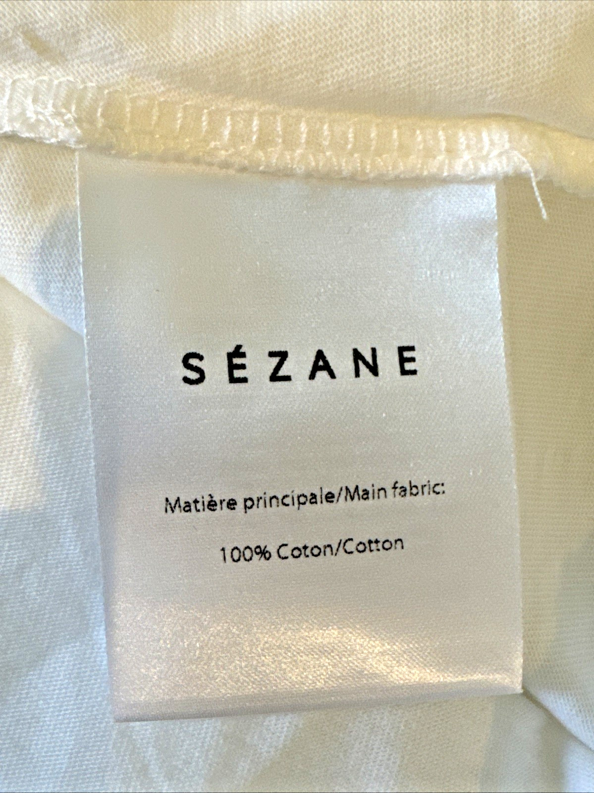 NWT Sezane Domingo Tee Size L White Cotton Tie Front Short Sleeve Top