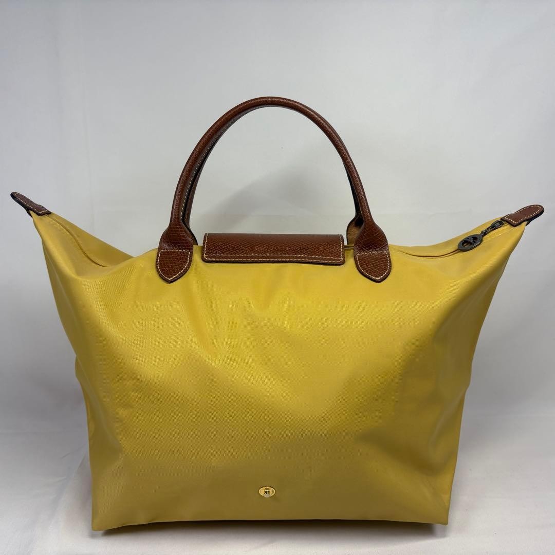 Longchamp Nylon Tote Bag Yellow Folding 10.2×19.3/11×7.9 in, Used