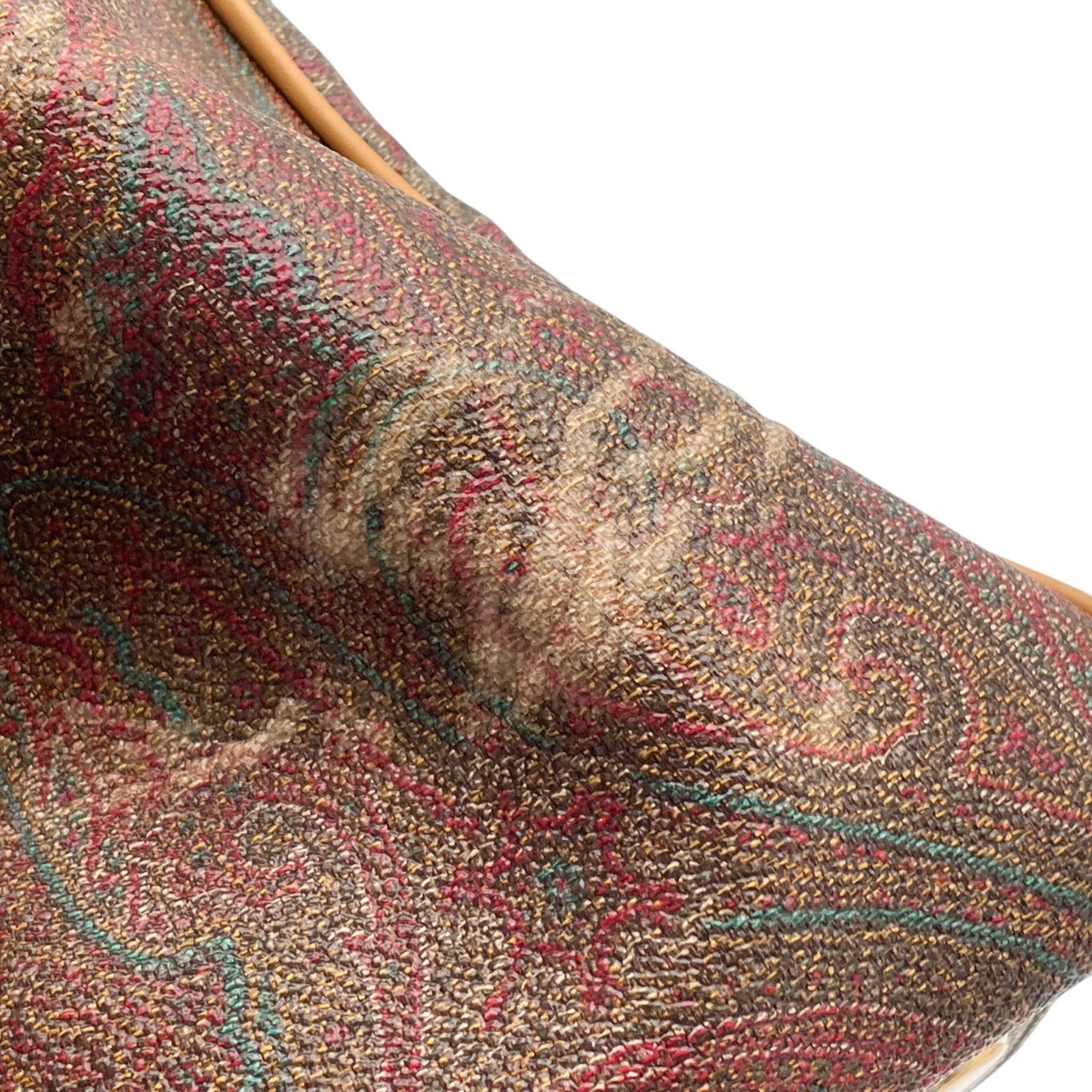 Authentic ETRO Paisley Pattern Tote Bag PVC Leather Light Brown Italy