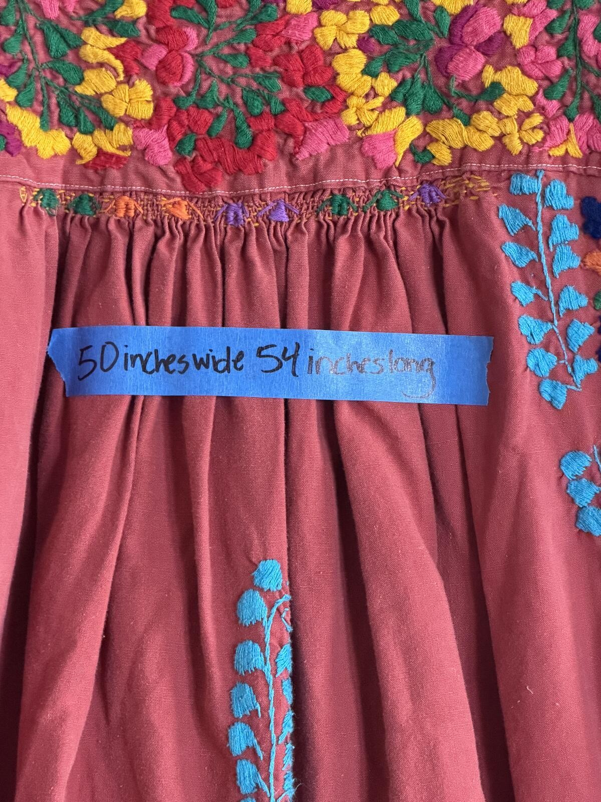 Vintage Embroidered Floral Yoke Midi Dress