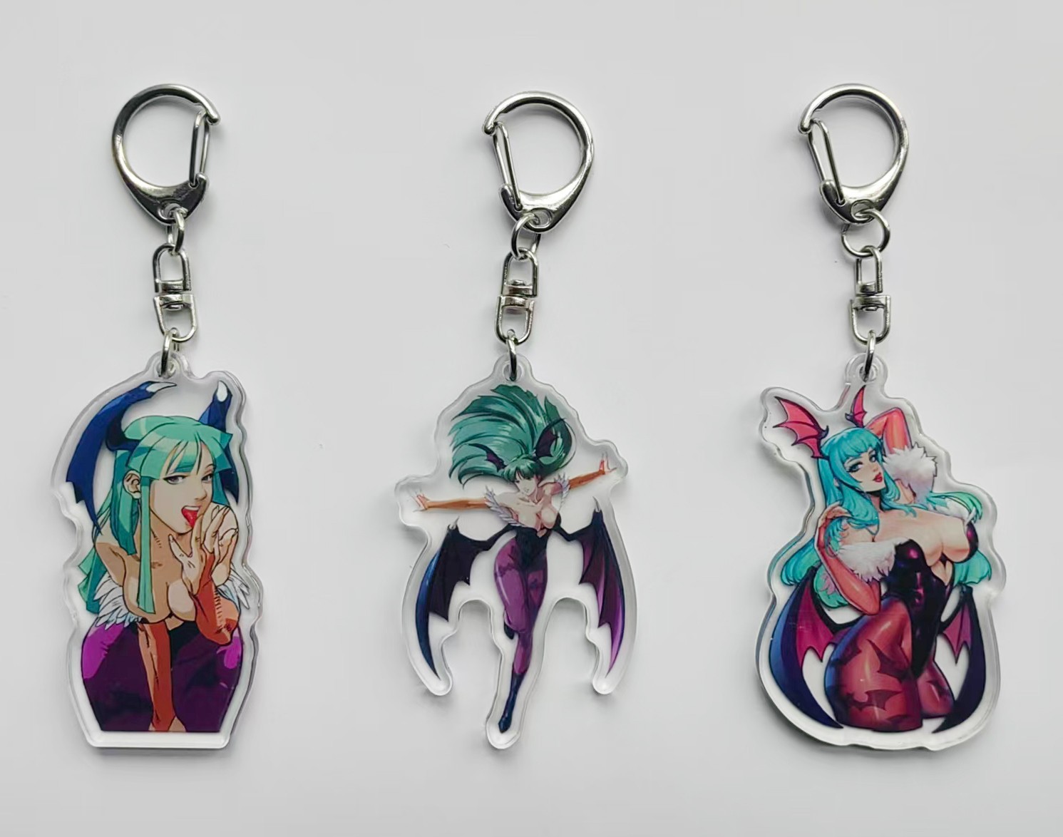 3PCS Darkstalkers Morrigan Aensland Felicia Lilith Acrylic Keychains You Pick