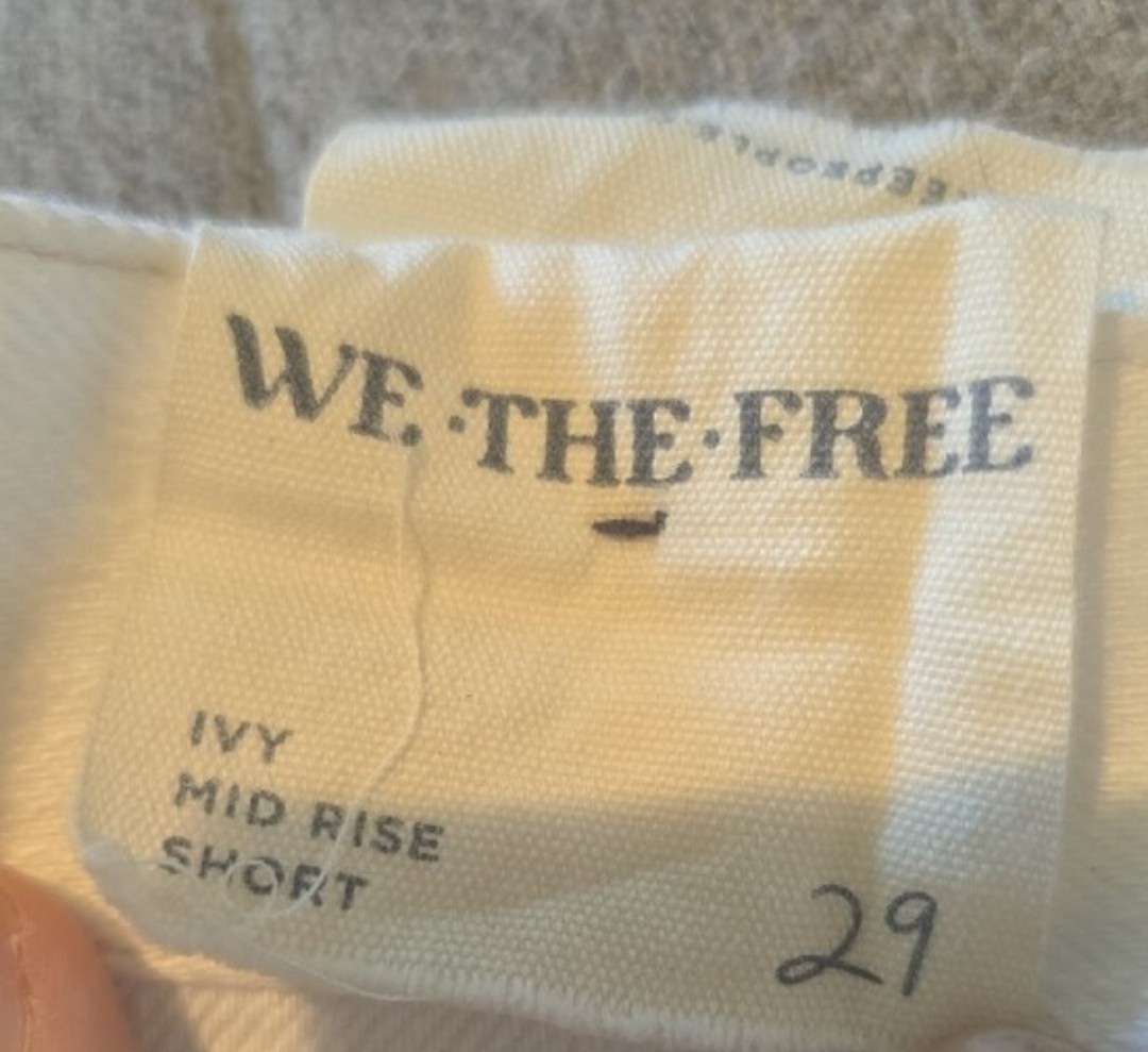 We The Free Button Fly Distressed Raw Hem 100% Cotton White Denim Shorts Size 29