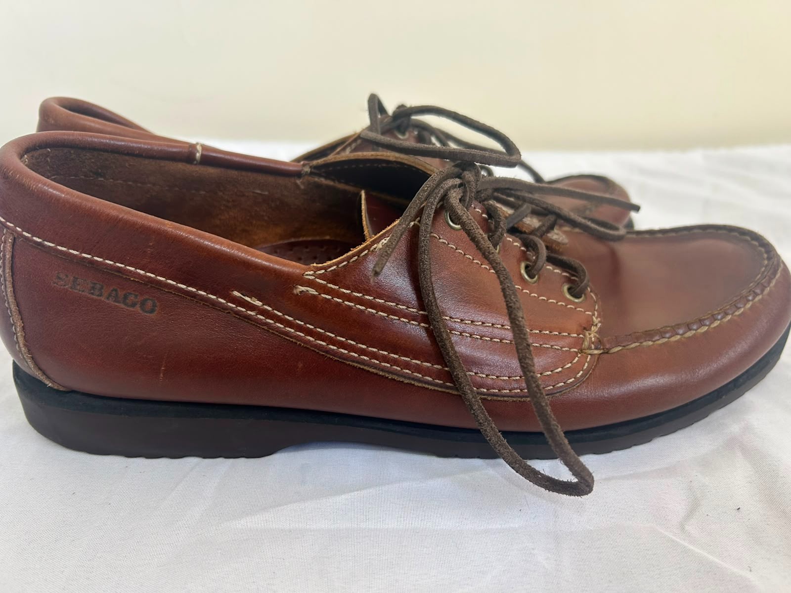Sebago Genuine Handsewn Mens Brown Leather Moc Toe Oxford Size US 11W EUR 45