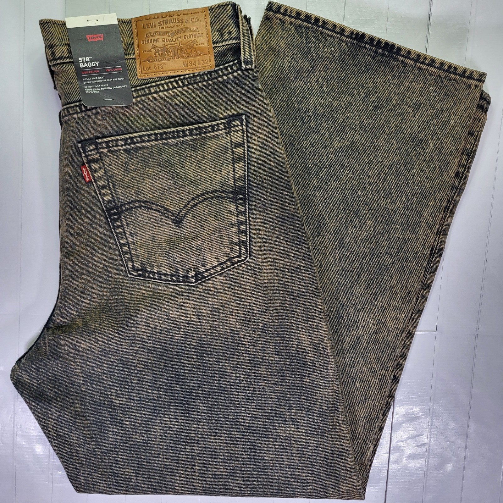 Levis Premium 578 Baggy Jeans 34×32 Men’s Sits At Waist 0 Cotton Thick Denim