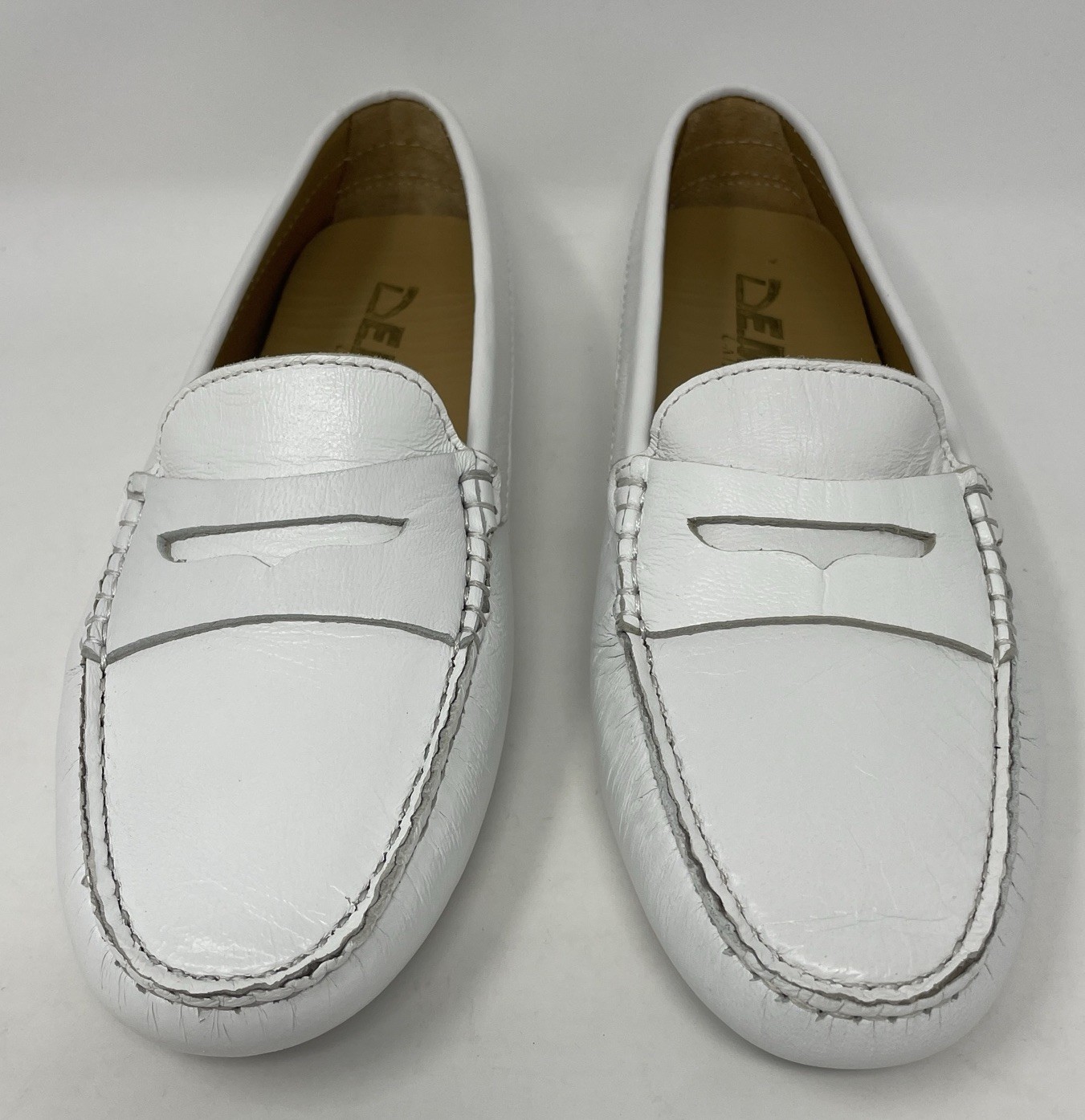 DE.MA Comfort Gommino Driving Moccasin/Loafer White Calfskin Made Italy 7.5 EU38