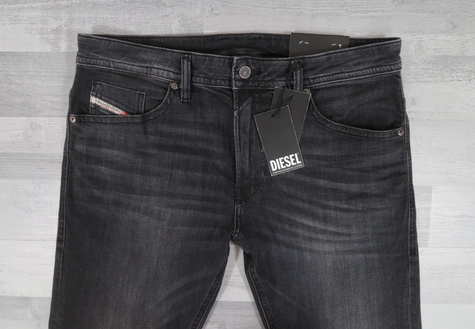 Mens Diesel Thommer-R Stretch Slim Skinny Black Jeans W33 L32 Wash RB063