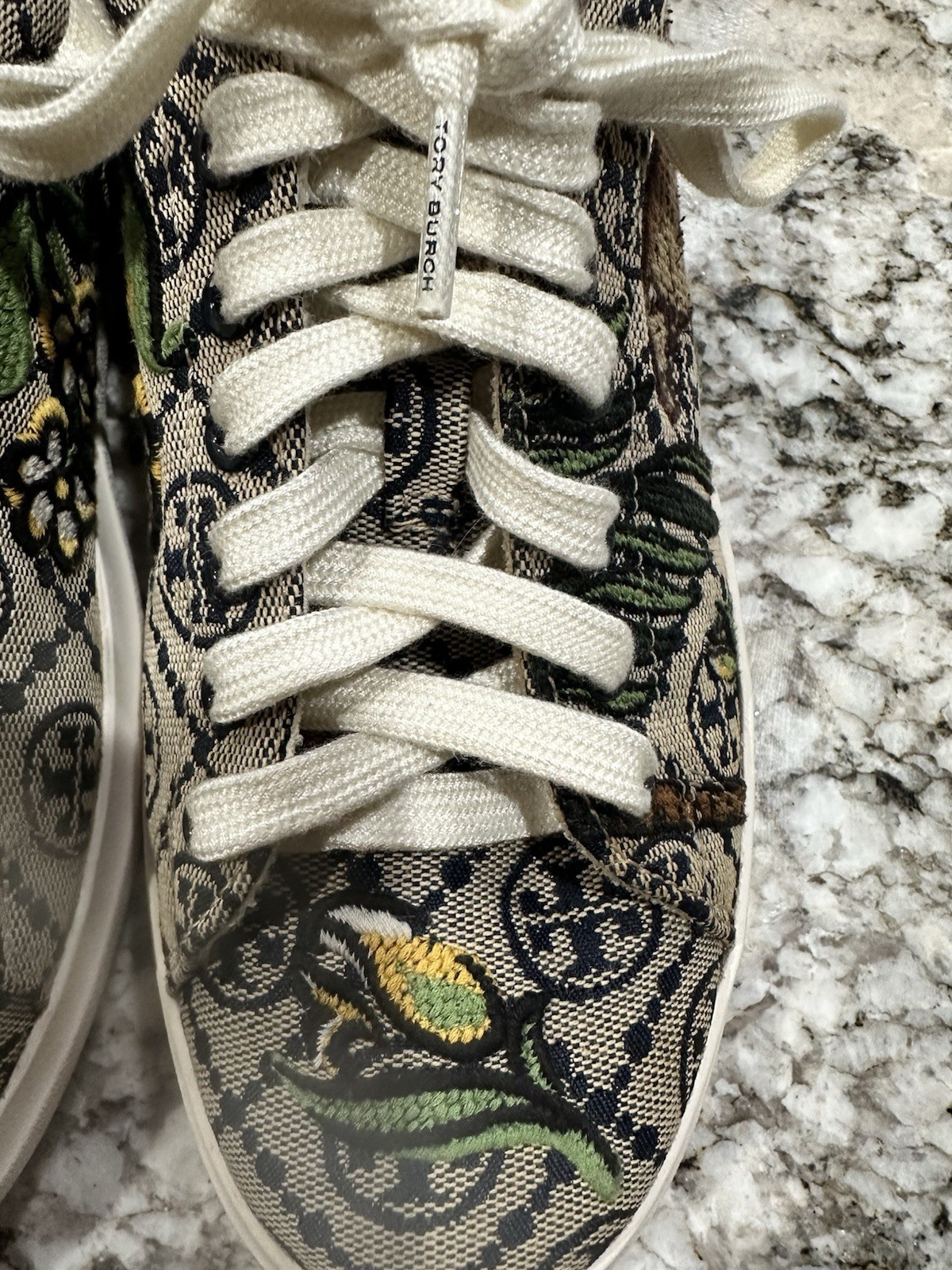 Tory Burch Howell T Monogram Jacquard Embroidered Cheetah Sneakers Women’s 7.5M