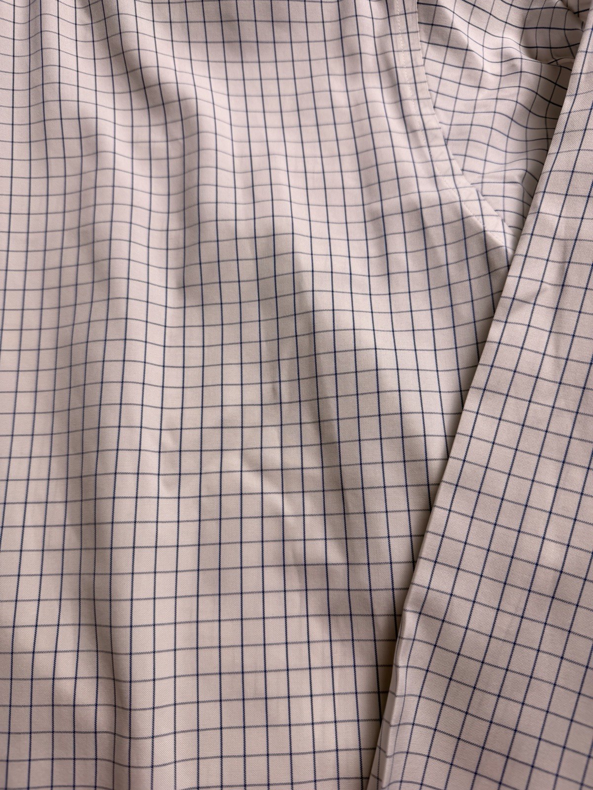 Brooks Brothers Polo Shirt 15.5 34 White Blue Windowpane Check Non Iron