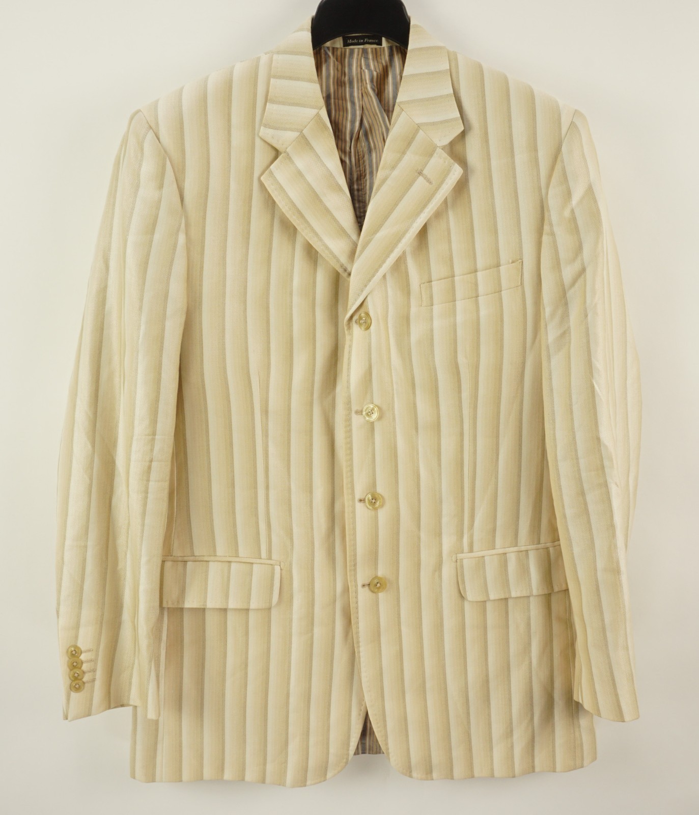 Tiglio France Prestige Tasmanian Super 150s Hopsack Sport Coat 42L Tan Striped