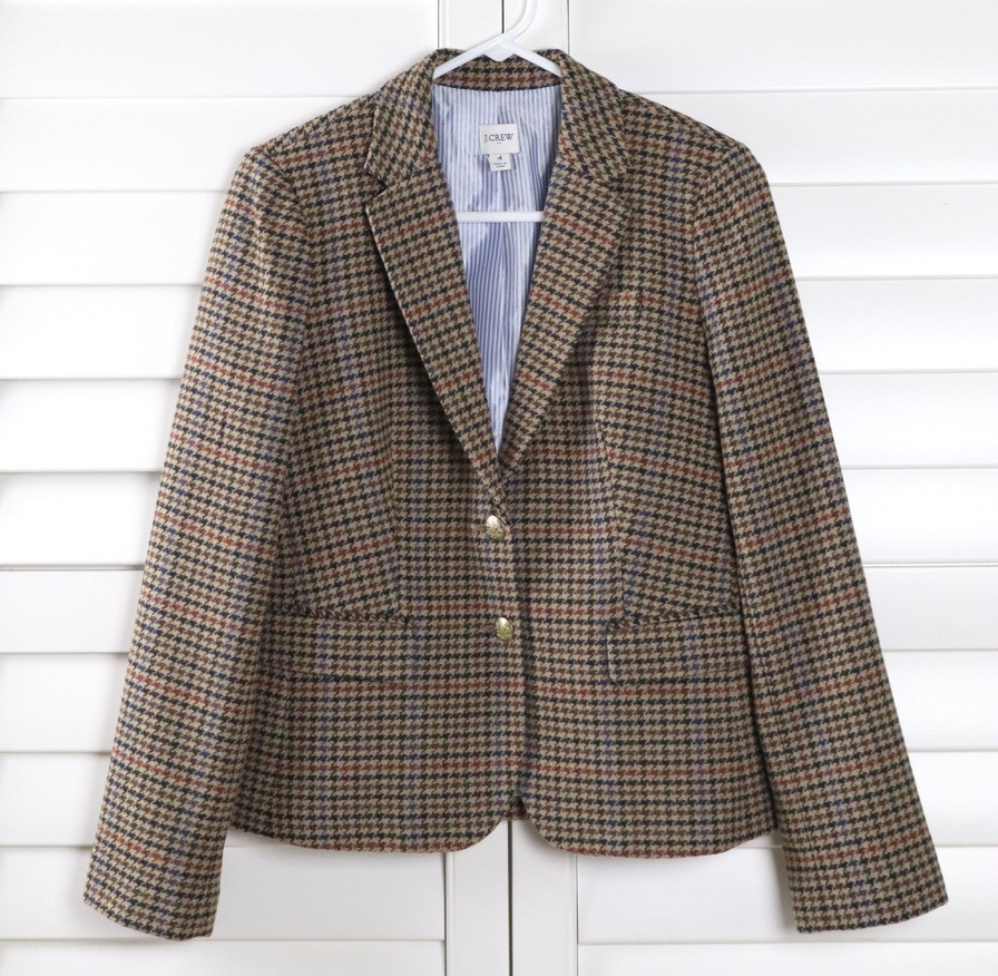 J.CREW Factory $258 Wool Blend Schoolboy Blazer Jacket Top Houndstooth Size 4