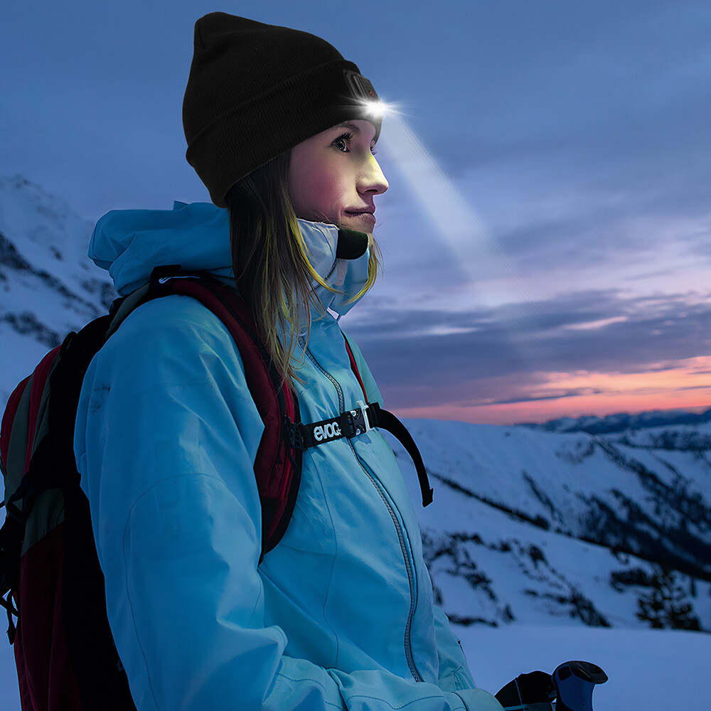 1/2x Unisex LED Beanie Hat with Rechargeable Headlamp Light Winter Warm Knit Cap
