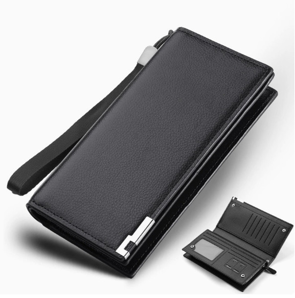 Mens RFID Blocking Long Wallet PU Leather Zipper Multi Card Holder Clutch