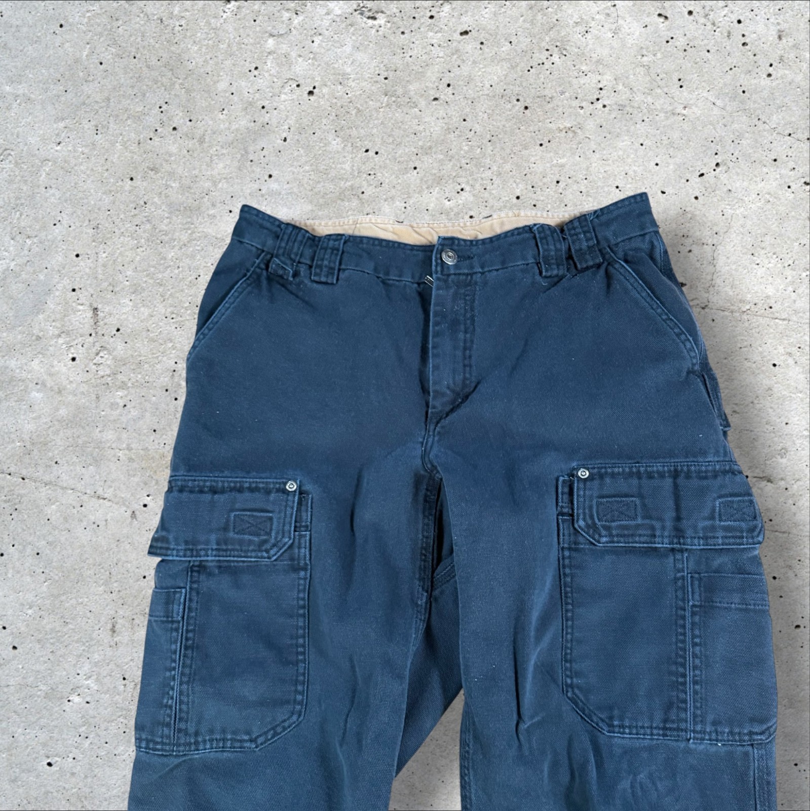 Duluth Trading Co Pants Mens 35×34 Blue Canvas Carpenter Cargo Workwear Work