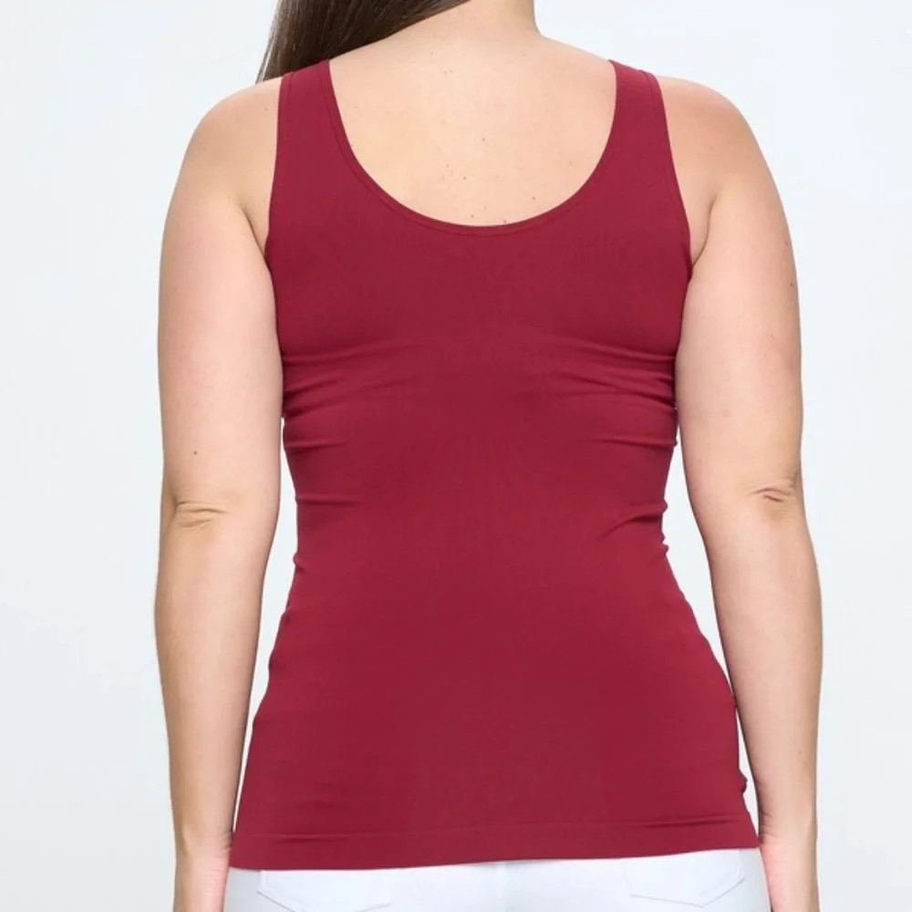Plus Yelete Burgundy V or U Neckline Reversible Seamless Tank