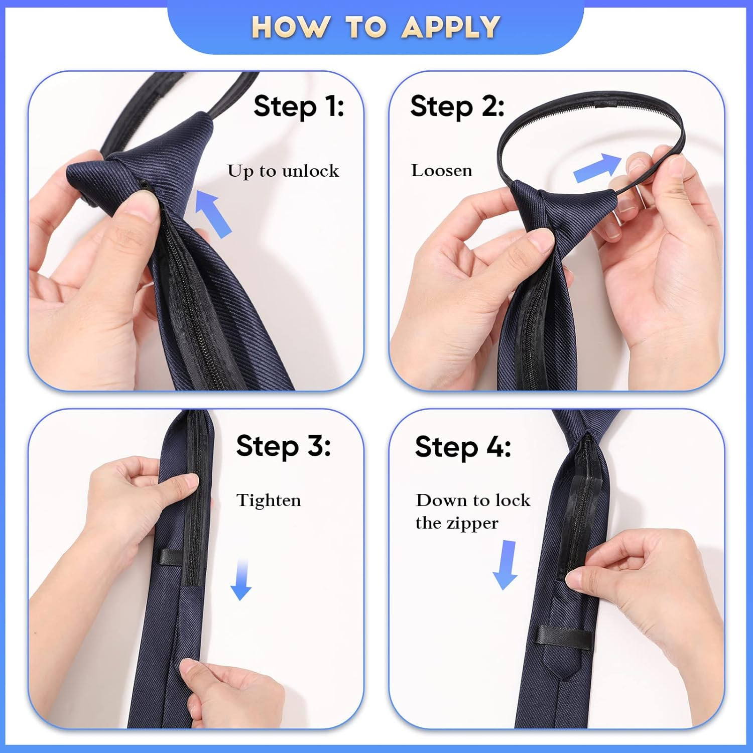 Xinnun 5 Pieces Mens Zipper Ties Pre Tied Adjustable Neckties Solid Color