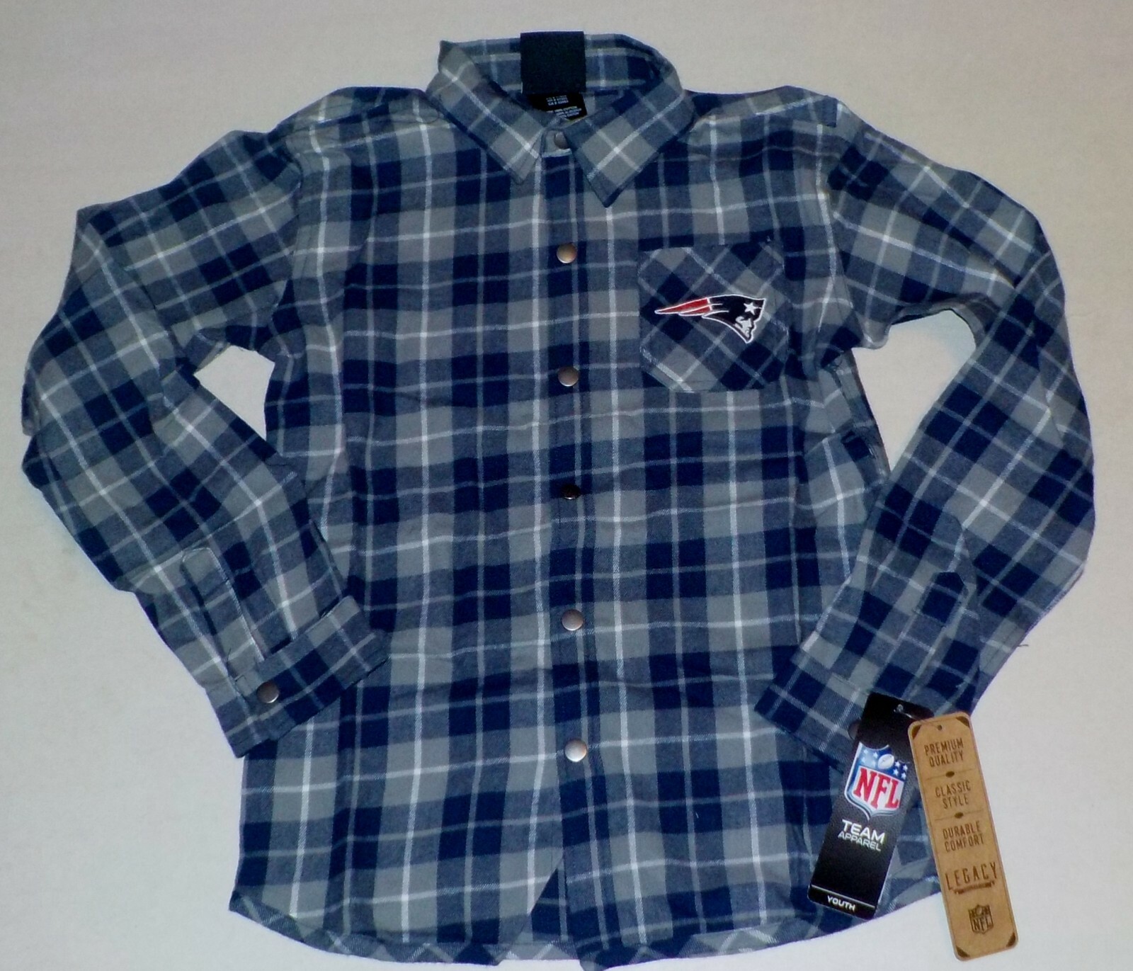 NEW ENGLAND PATRIOTS NFL TEAM APPAREL LONG SLEEVE BUTTON UP SHIRT YOUTH S M L XL