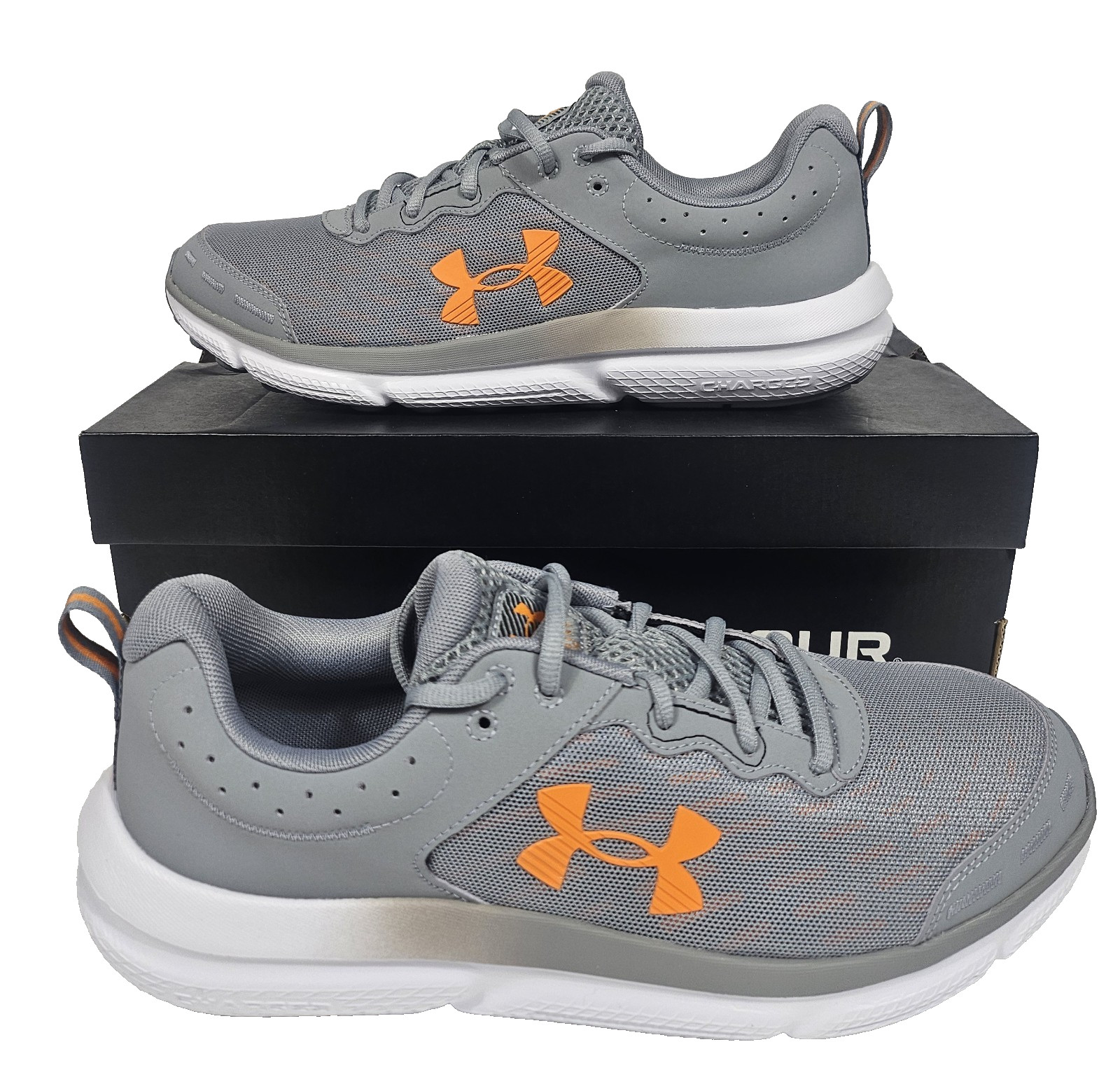 Men’s Running Shoes 8.5 Under Armour Charged Assert 10 Gray Orange 3026175-105